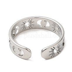 Non-Tarnish 304 Stainless Steel Open Cuff Rings&nbsp;RJEW-K245-55P