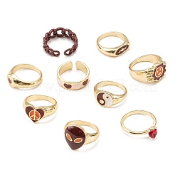9Pcs 9 Style Heart & Curb Chain & Oval Rings&nbsp;RJEW-LS0001-57