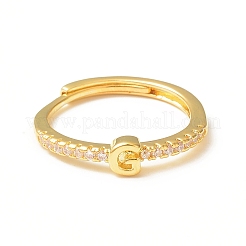 Clear Cubic Zirconia Initial Letter Adjustable Ring&nbsp;RJEW-C052-01G-G