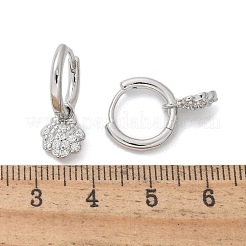 Brass Clear Cubic Zirconia Hoop Earrings&nbsp;EJEW-Q014-06P