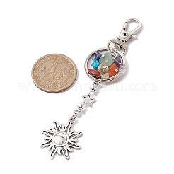 7 Chakra Gemstone Chip Alloy Pendant Ornament&nbsp;KEYC-JKC00698-02
