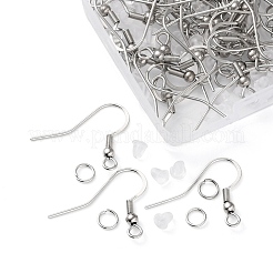 50Pcs 304 Stainless Steel French Hooks with Coil and Ball&nbsp;STAS-YW0001-54