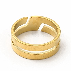 Ion Plating(IP) 304 Stainless Steel Cuff Ring for Women&nbsp;RJEW-B027-16G