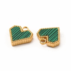 Synthetic Malachite Dyed Heart Charms&nbsp;STAS-A076-08G