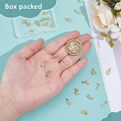 26Pcs 26 Styles Brass Micro Pave Grade AAA Cubic Zirconia Charms&nbsp;ZIRC-BC0001-32G