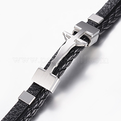 Leather Braided Cord Bracelets&nbsp;BJEW-E324-A10