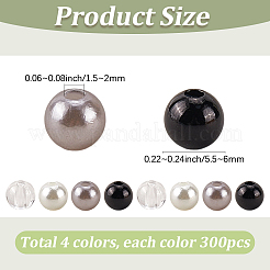 1200Pcs 4 Style ABS Plastic Imitation Pearl Round Beads&nbsp;DIY-SP0004-69