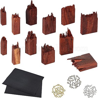 Unfinished Broken Blood Sandalwood Sets, for DIY Epoxy Resin, UV Resin  Jewelry Pendant, Rings, Necklaces Making, with Waterproof Sandpaper  Abrasive