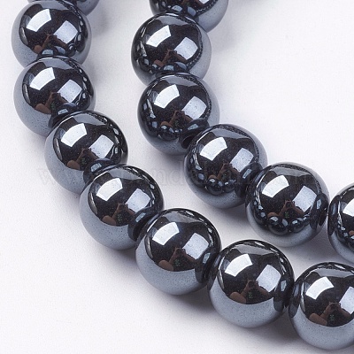Non-Magnetic Synthetic Hematite Beads Strands&nbsp;X-G-H1623-8mm-2-1