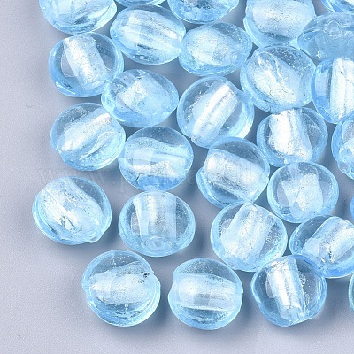 Handmade Silver Foil Lampwork Glass Beads&nbsp;SLF12MMY-1L-1