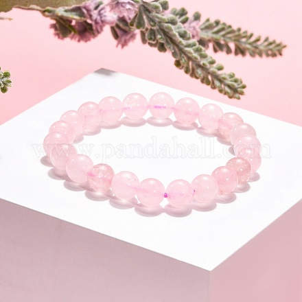 Natural Rose Quartz Beaded Stretch Bracelets B072-1-1