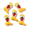 Baking Paint Glass Enamel Beads, Boot with Strawberry, Gold, 24x17x8~8.5mm, Hole: 1.4mm