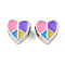 CCB Plastic Large Hole Beads, with Enamel, Heart, 12x12.5x8mm, Hole: 4.5mm