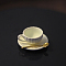 Mini Tea Sets, including Porcelain Teacup & Saucer, Alloy Spoon, Miniature Ornaments, Micro Landscape Garden Dollhouse Accessories, Pretending Prop Decorations, Cornsilk, 7~19x3~16mm, 3pcs/set
