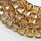 Electorplated Glass Beads, Rainbow Plated, Faceted, Cube, Peru, 7x7x7mm, Hole: 1mm