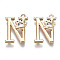 Brass Pendants, with Rhinestones, Cadmium Free & Nickel Free & Lead Free, Alphabet, Golden, Letter.N, 17.5x12.5x2.5mm, Hole: 1mm