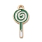 Christmas Theme Alloy Enamel Pendants, Golden, Lollipop, 22x10x1.6mm, Hole: 1.6mm