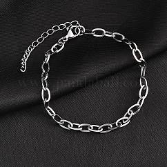 Non-Tarnish 304 Stainless Steel Cable Chain Bracelet for Men Women, Stainless Steel Color, 6-7/8 inch(17.4~17.5cm)
