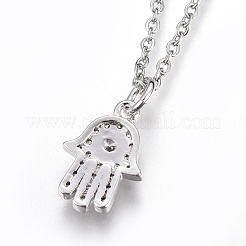 Brass Micro Pave Cubic Zirconia Pendant Necklaces&nbsp;NJEW-O108-16P