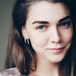 Gold Hoop Earrings Studs 18K Gold Plated Open C Shape Hoop Earrings Studs Simple Hypoallergenic Dainty CZ Studs Jewelry Gift for Women&nbsp;JE1074A