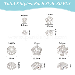 150Pcs 5 Styles 304 Stainless Steel Bead Caps&nbsp;STAS-UN0060-37