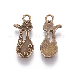 Tibetan Style Alloy Kitten Pendant Settings for Enamel&nbsp;PALLOY-A15359-AB-NF
