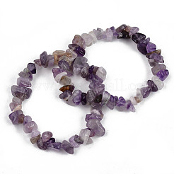 Unisex Chip Natural Amethyst Beaded Stretch Bracelets&nbsp;BJEW-S143-13