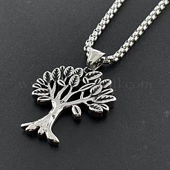 Vintage Punk Style Apple Tree Wishing Tree Hip-hop Pendant Stainless Steel Necklaces&nbsp;MB7398
