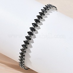 304 Stainless Steel Pave Horse Eye Jet Rhinestone Slider Bracelets for Women&nbsp;BJEW-G779-01P