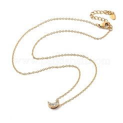 304 Stainless Steel Crystal Rhinestone Pendant Cable Chain Necklaces for Women&nbsp;NJEW-C062-01E-G