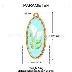 Printed 304 Stainless Steel with Light Sky Blue Enamel Pendants&nbsp;SA-OY002-61G