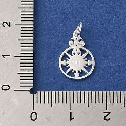 925 Sterling Silver Pave Clear Cubic Zirconia Compass Charms&nbsp;STER-K180-02S