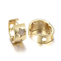 Brass Micro Pave Cubic Zirconia Huggie Hoop Earrings&nbsp;EJEW-K083-40G-B