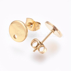 Ion Plating(IP) 304 Stainless Steel Stud Earring Findings&nbsp;STAS-G178-01G-8mm