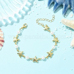 304 Stainless Steel & Shell Pearl Link Chains Bracelets for Women&nbsp;BJEW-JB13815-02