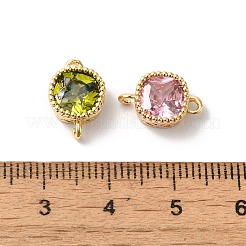 Brass Pave Glass Connector Charms&nbsp;KK-C062-001G