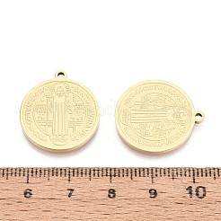 304 Stainless Steel Flat Round Catholic Religious Pendants&nbsp;STAS-T073-02G