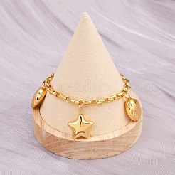 304 Stainless Steel Charm Bracelets for Women&nbsp;BJEW-D359-09G
