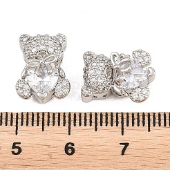 Brass Clear Cubic Zirconia Beads&nbsp;KK-B186-13P