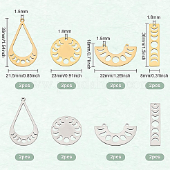 16Pcs 8 Style 201 Stainless Steel Connector Charms & Pendants&nbsp;STAS-BC0003-36