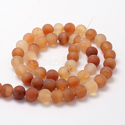 Frosted Natural Red Agate Beads Strands&nbsp;X-G-F372-10mm
