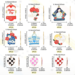 36Pcs 9 Styles Mother's Day Alloy Enamel Pendants&nbsp;ENAM-YW0005-73B