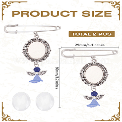 2Pcs Angel Shape Acrylic & Glass Brooches&nbsp;HJEW-LP0002-01