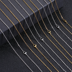 20Pcs 2 Colors Ion Plating(IP) 304 Stainless Steel Cable Chain Necklaces Set&nbsp;MAK-BBC0001-11C