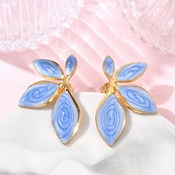 Leaf 304 Stainless Steel Enamel Stud Earrings&nbsp;SA-CBA46AF-24G