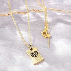 Brass Micro Pave Cubic Zirconia Rectangle with Heart Pendant Adjustable Slider Necklaces&nbsp;KK-CBA4547-08G