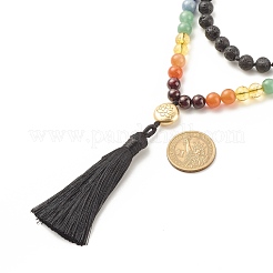 7 Chakra Buddhist Necklace&nbsp;NJEW-JN03895-03