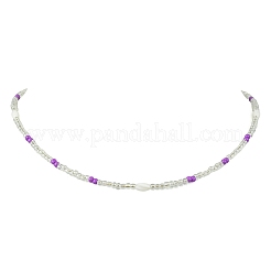 Rice Natural Shell and Round Glass Seed Beaded Necklaces for Women&nbsp;NJEW-MZ00153