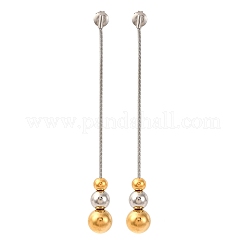 304 Stainless Steel Two Tone Round Tassel Stud Earrings&nbsp;LS-EJEW-A136-05B-GP