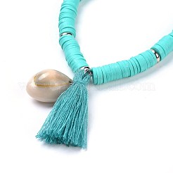 Handmade Polymer Clay Heishi Beads Stretch Bracelets&nbsp;BJEW-JB04251-M